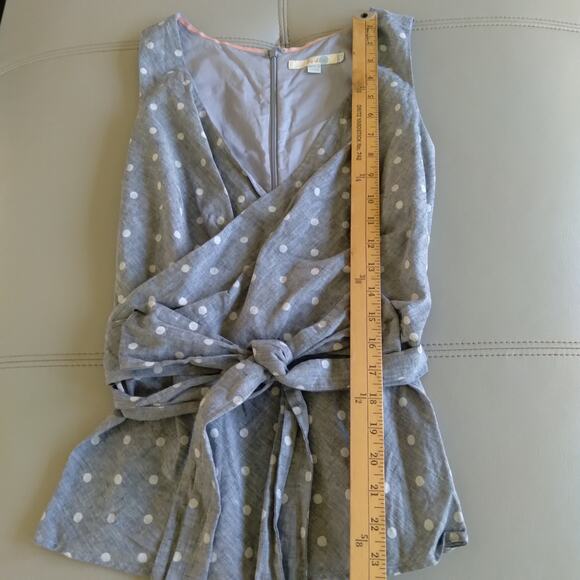 Boden Women's 8 Linen Cotton Blend Sleeveless Polka Dot Wrap Blouse - Picture 8 of 9
